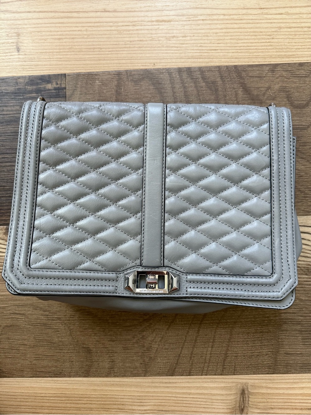 Rebecca Minkoff Quilted Light Gray Leather Shoulder Bag